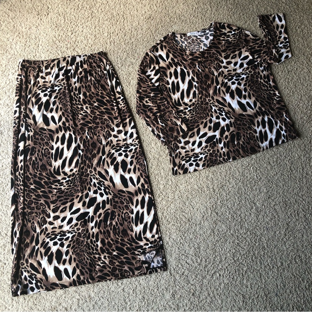 Notations Leopard Print Maxi Skirt And Top - image 1